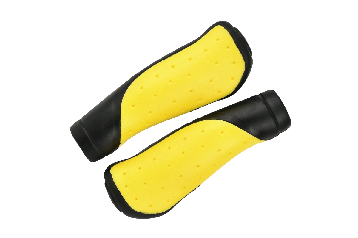 Грипсы MTB HL-GB306 black\yellow 130mm, эргономические, резина, черно-желтые