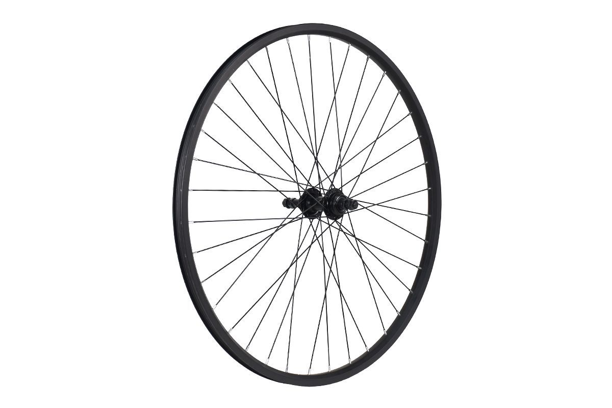 Колесо 27.5" MTB, заднее, двойной обод DH18 36H, алюминиевый сплав, черный, черная втулка под резьбовой ротор, FR-09R DISC , под трещотку