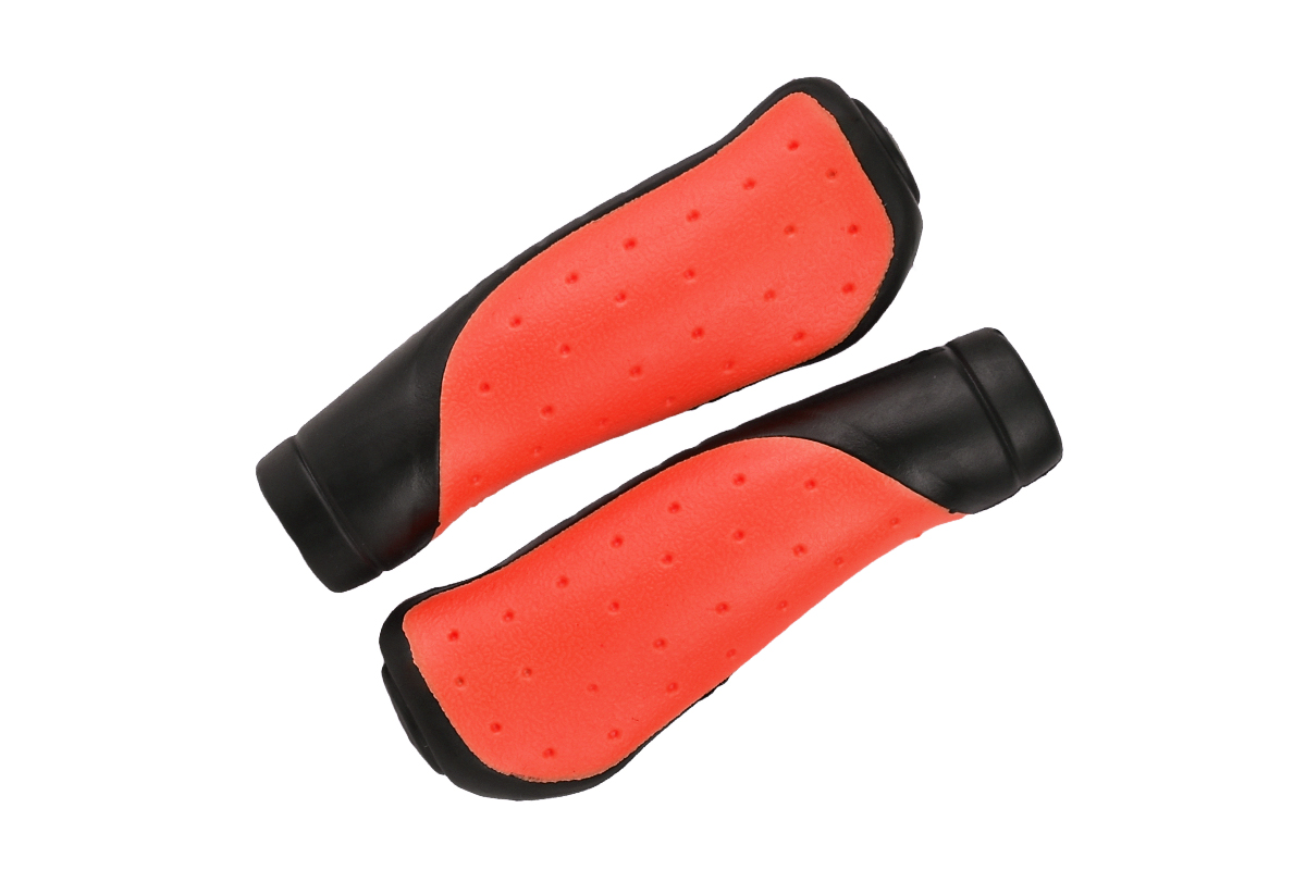 Грипсы MTB HL-GB306 black\red 130mm, эргономические, резина, черно-красные